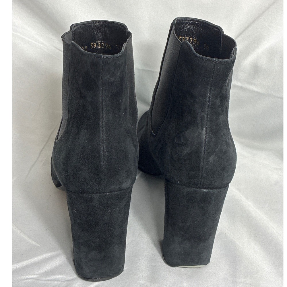 Saint Laurent Paris Loulou 70 Black Suede Chelsea Block Heel Boots 393796 38 - Picture 4 of 10